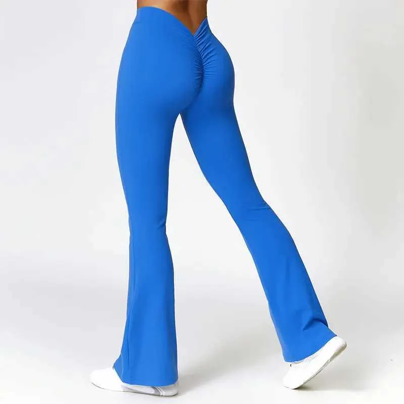 New Yoga Flare Leggings High Waist Wide Leg Pants Women Gym Fiess Sports Flared Pant Dance Trousers V-shaped Hip M llolg_voghion.com