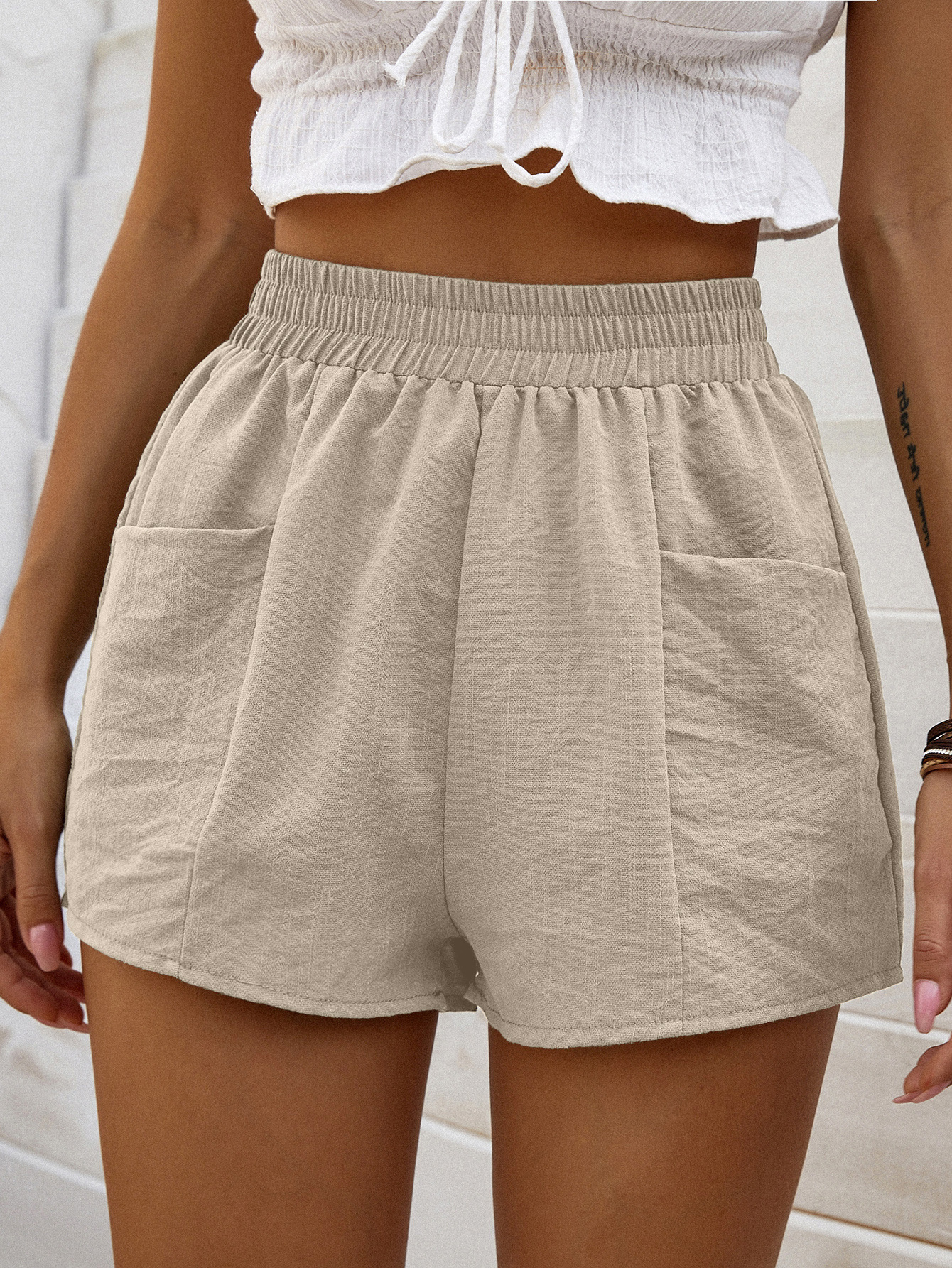 casual shorts women's clothing fashion elastic high waist a wide sports casual pants_voghion.com