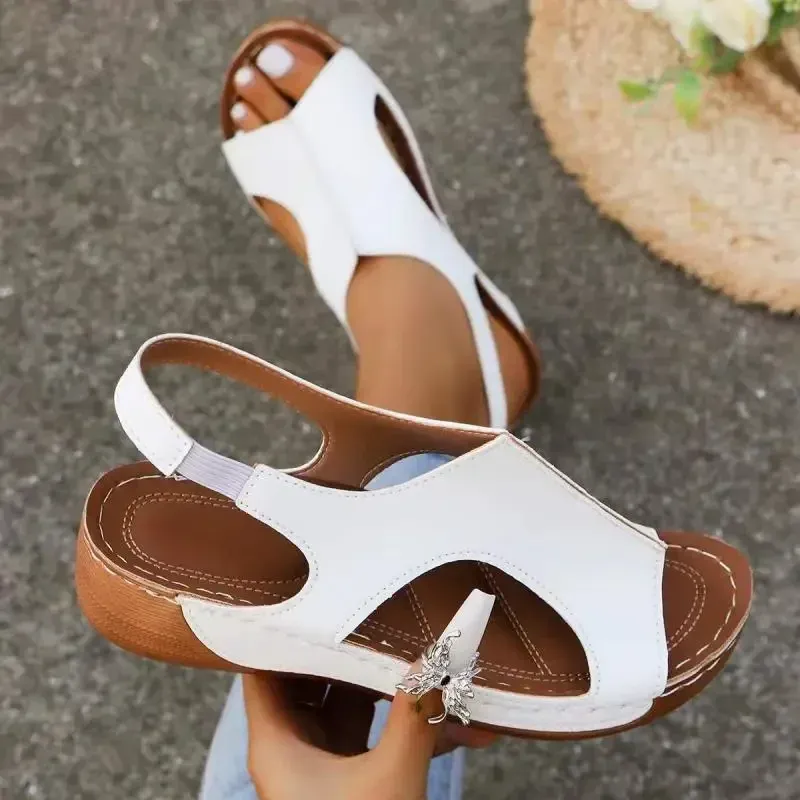 Keilabsatzsandalen für Damen 2024 Sommer Peep Toe Plateau Sandalias Frau Lässige rutschfeste Strandsandalen Übergröße_voghion.com