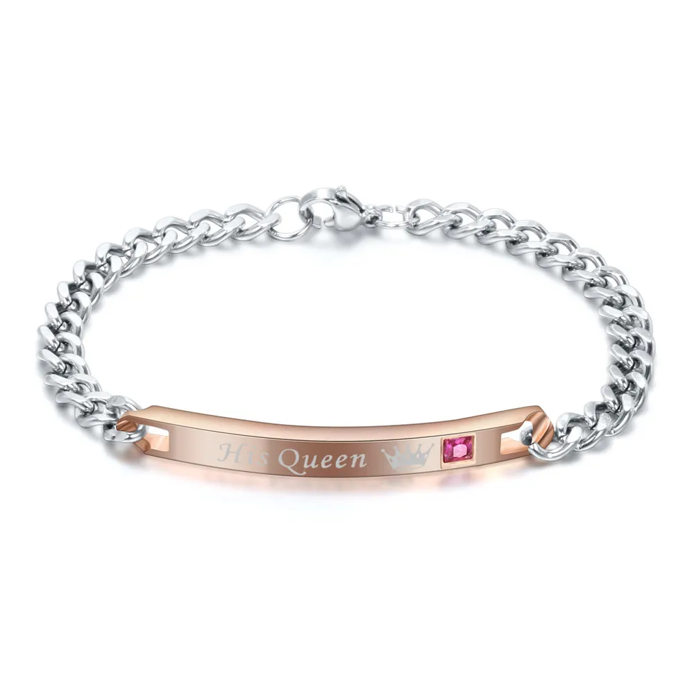 Matching Couple Bracelets Titanium Steel Id Chain For Lovers_voghion.com