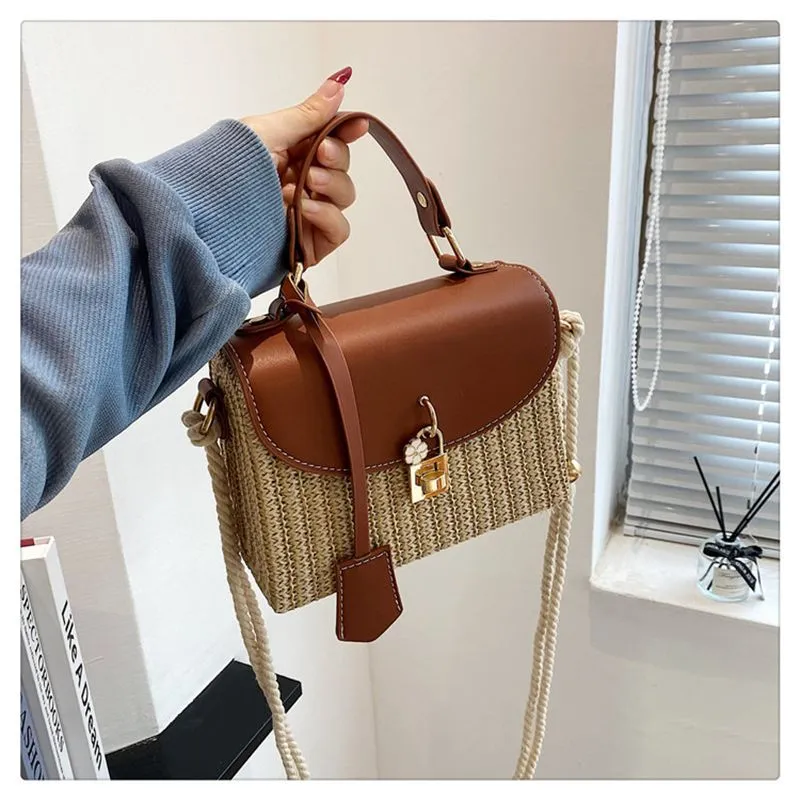 Woven Single Shoulder Crossbody Bag Premium Texture Small Square_voghion.com
