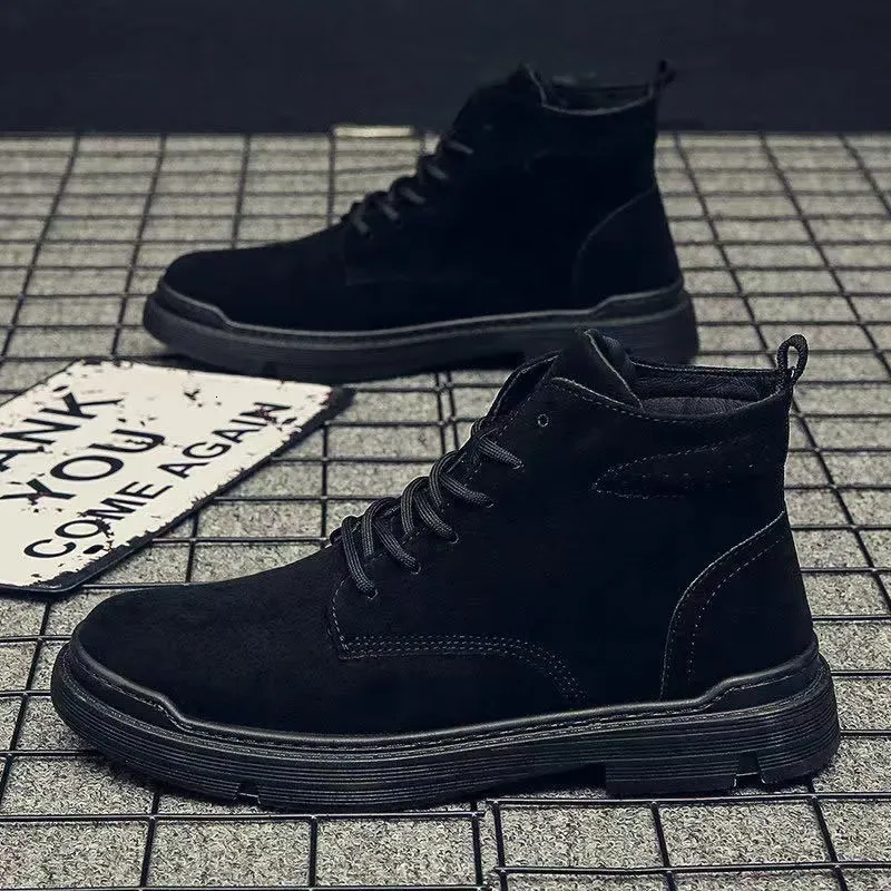 Men's New Casual Short British Style Canvas Mid Cut Workwear Boots, Men's Martin Boots_vogvips.com