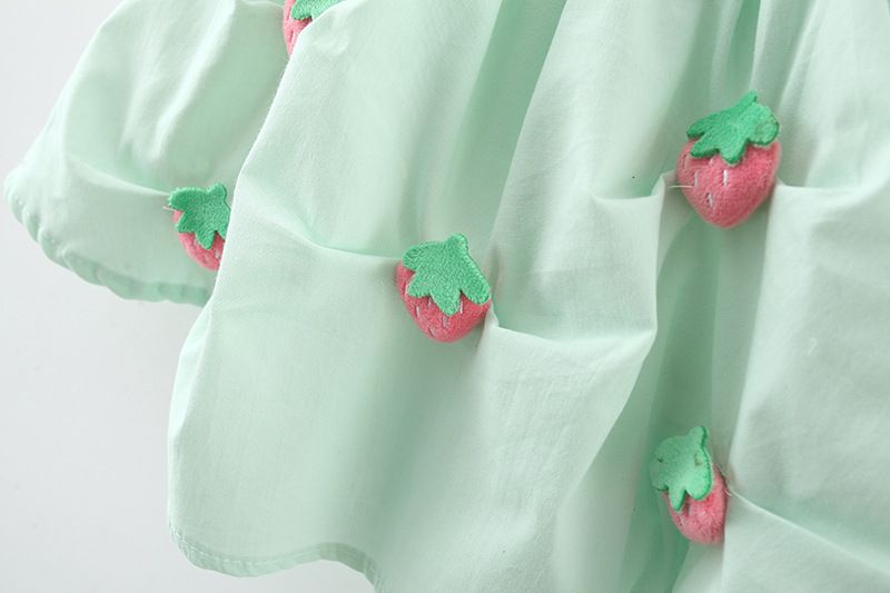 Baby Green Dress Baby Girl Strawberry Decorative Cotton Dress For 0-3 Years Old Kids_voghion.com