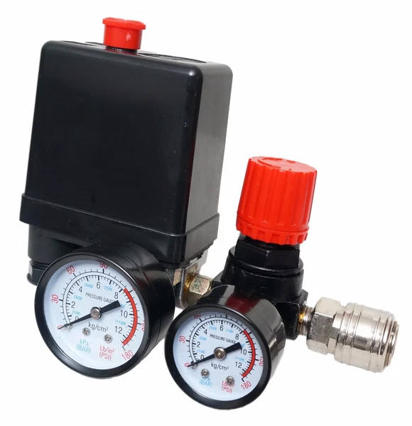 1/4" drukregelaar met schakelaar voor compressor, 230V, 20A, 8 bar, IP44_voghion.com