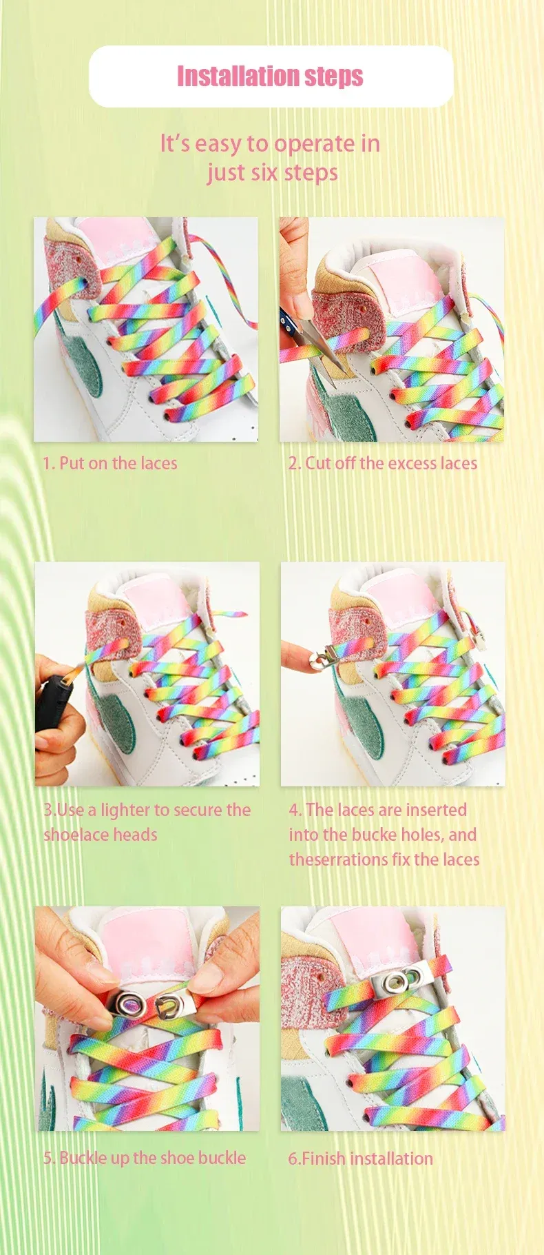 Farbverlauf-Regenbogen-Schnürsenkel ohne Binden, Schuhschnalle, Verschluss, Schnürsenkel ohne Binden, elastische Schnürsenkel, Turnschuhe für Kinder_voghion.com