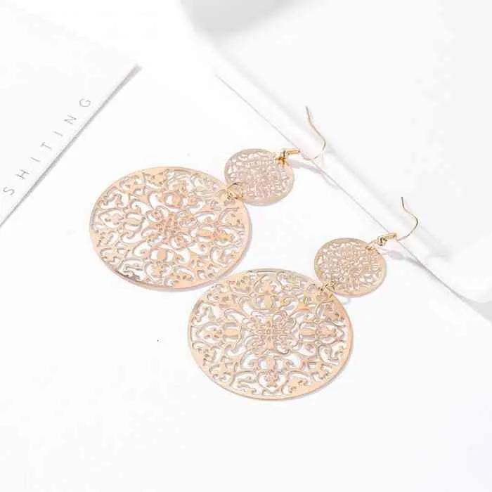 Vintage Openwork Disc Earrings Ear Drop Frosted Jewelry For Women Party Wedding Tt@88_voghion.com