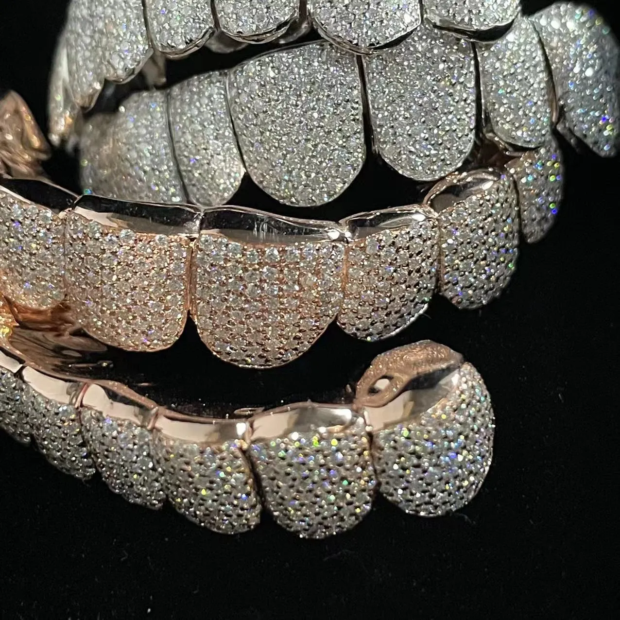 Sparkle Custom Made Hip Hopiced Out Sterling Sier Grills Gold Jewelry Zigzag Setting Vvs Moissanite Teeth Mouth Grillz_voghion.com