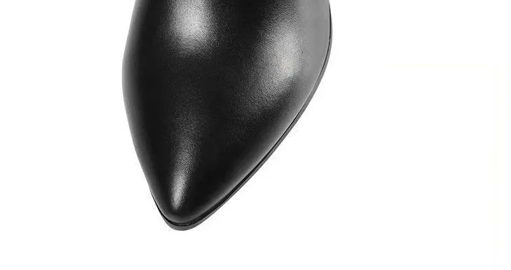 Winter Long Shoes Woman For Knee High Shaft Footwear Leather Womens Boots Fur Brown Pointed Toe Chic And Elegant Fashion_voghion.com