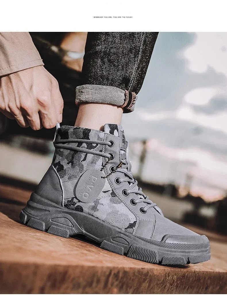 Herren High Top Wanderschuhe Bequeme Outdoor Desert Stiefel_voghion.com