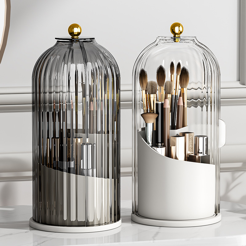 Organizzatori per il trucco, porta pennelli rotanti, portapenne da tavolo, porta rossetto, divisorio antipolvere, scatola per cosmetici da scrivania_voghion.com