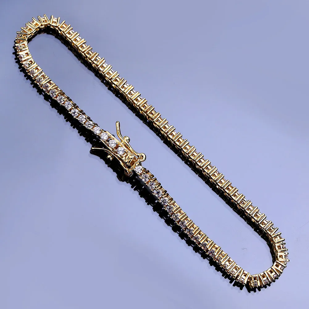 Gold-plated Tennis Bracelet For Men And Women Hip-hop 2.5mm Bracelets_voghion.com