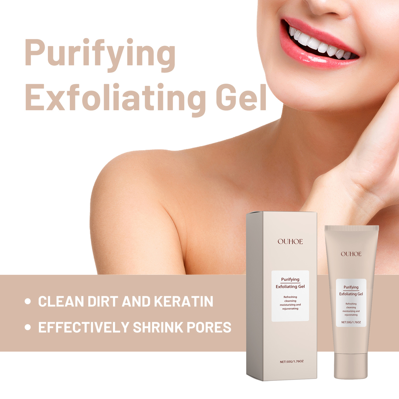 OUHOE Purifying Exfoliating Gel, Skin Mildly Tender Skin Cutin Clean Pores Blackhead Gel_voghion.com