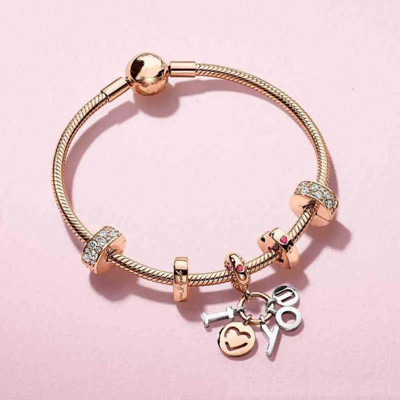 Echte Sterling Silber Perlen Schlangenkette Armband Roségolddraht passend für Original Pandra Bead Charm Damen Schmuck 2022_voghion.com