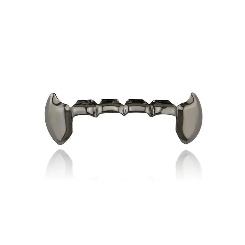 Grillz, Hip Hop Smooth Grillz Véritables Grilles Dentaires Plaquées Or Vampire Dents De Tigre Rappeurs Bijoux De Corps Quatre Couleurs Doré_voghion.com