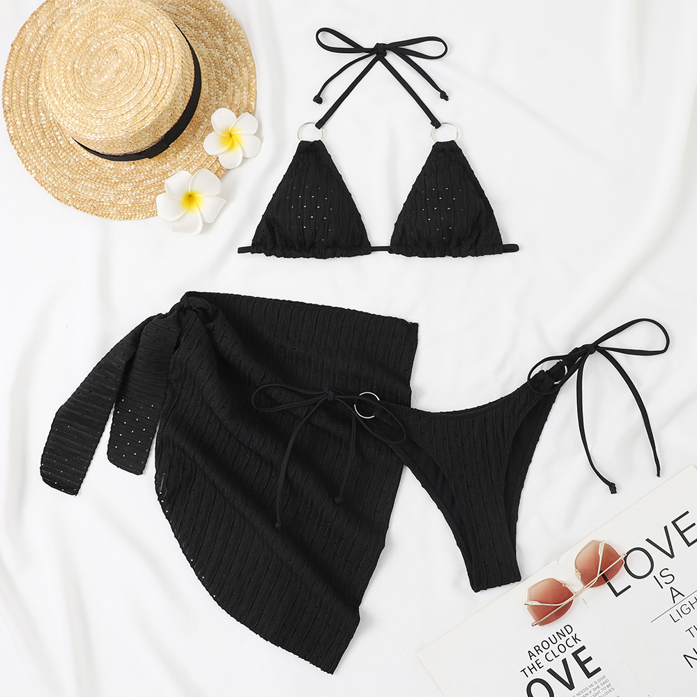 Maillot de bain trois pièces fendu pour femmes, pour la plage, les vacances en plein air, vente en gros, nouvelle collection_voghion.com