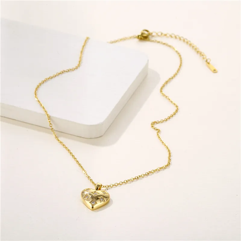 Collane con ciondolo Collana con cuore in cristallo di zircone per donna Fidanzamento Matrimonio Choker Collare Catena Gioielli in stile coreano_voghion.com
