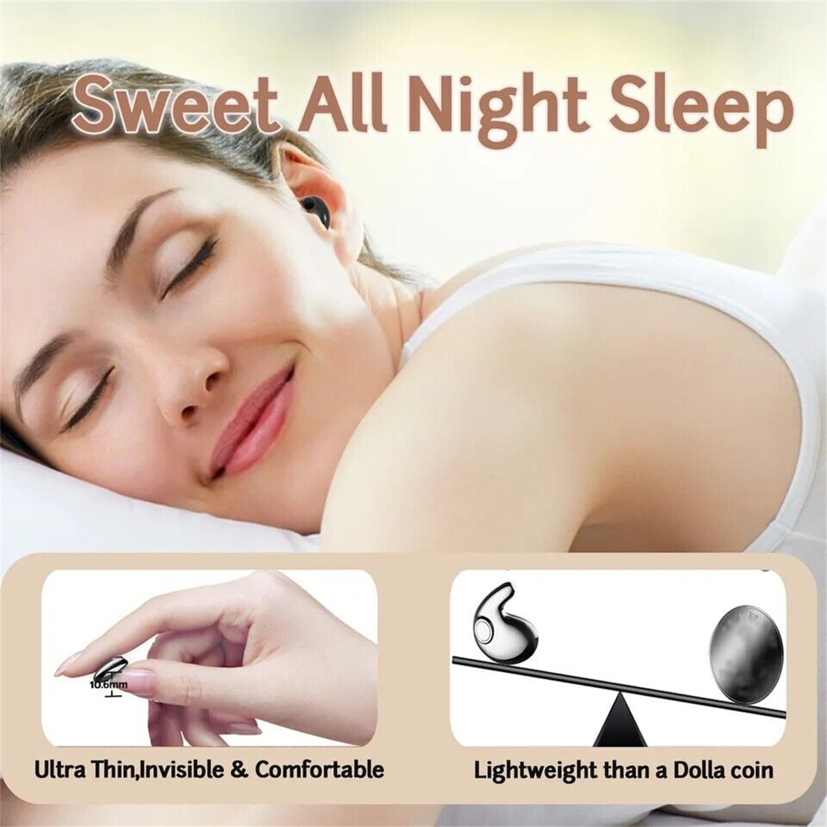 Invisible Sleep Wireless Earbuds Bluetooth Headset TWS Waterproof Earphones_voghion.com