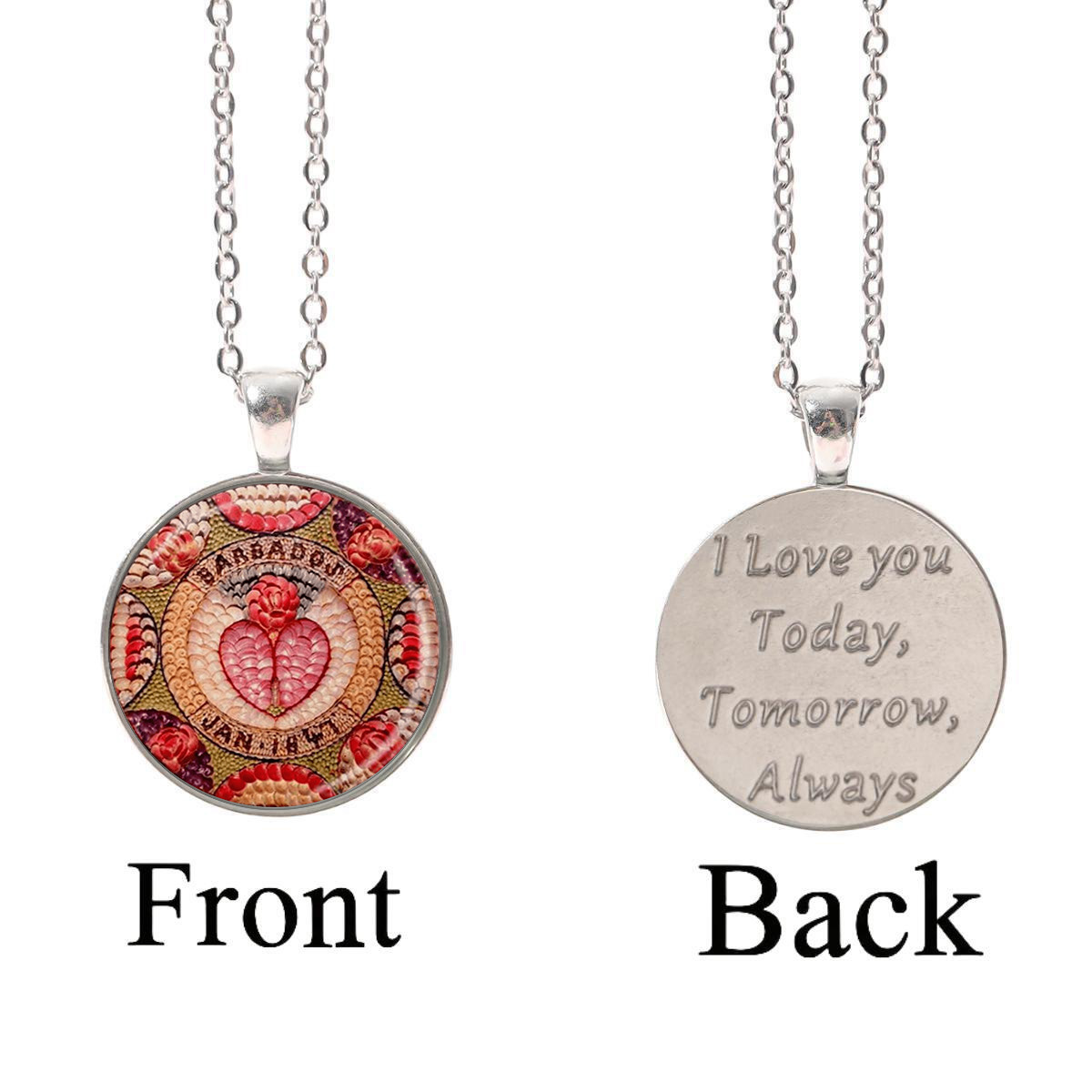 Collier pendentif photo en verre rond argenté en forme de cœur d'amour à la mode, accessoires de bijoux de mode, cadeau_voghion.com