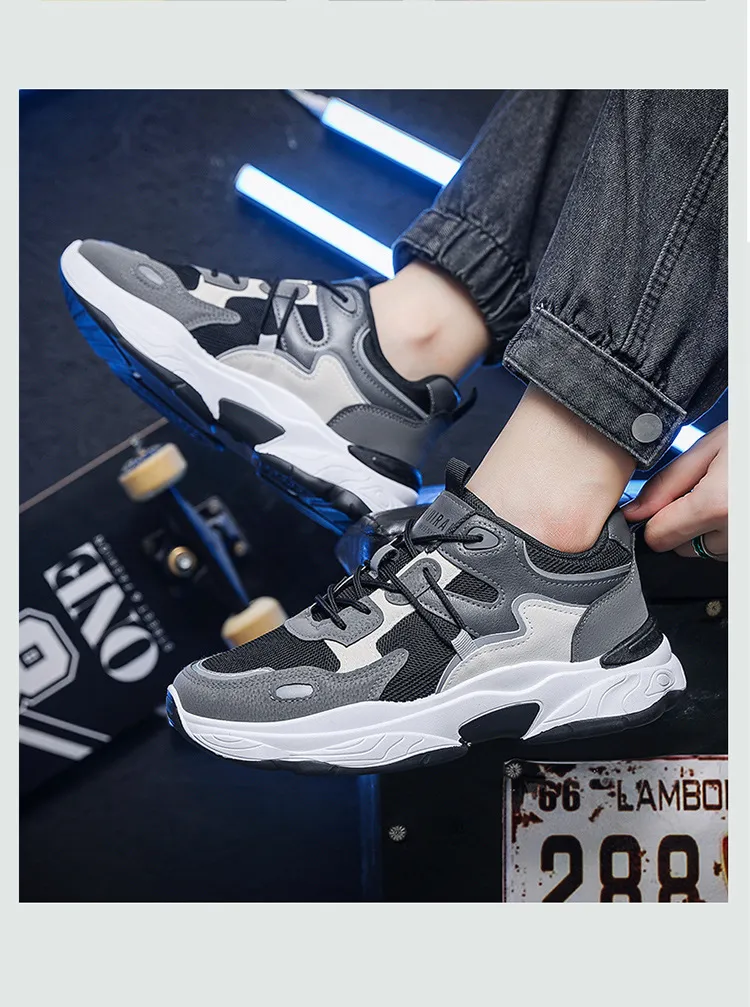 Men Breathable New Mesh Trend Versatile Athleisure Running Trendy Clunky Shoes Blue Free Shipping Ss Size_voghion.com