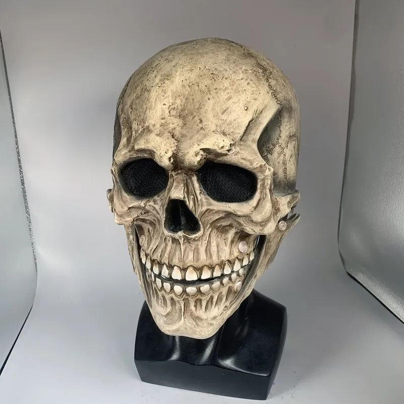 Halloween-juhlat, koko pään kallonaamio, jossa liikkuva leuka, pelottava lateksi, aikuisten kokoinen cosplay-naamiaiset_voghion.com