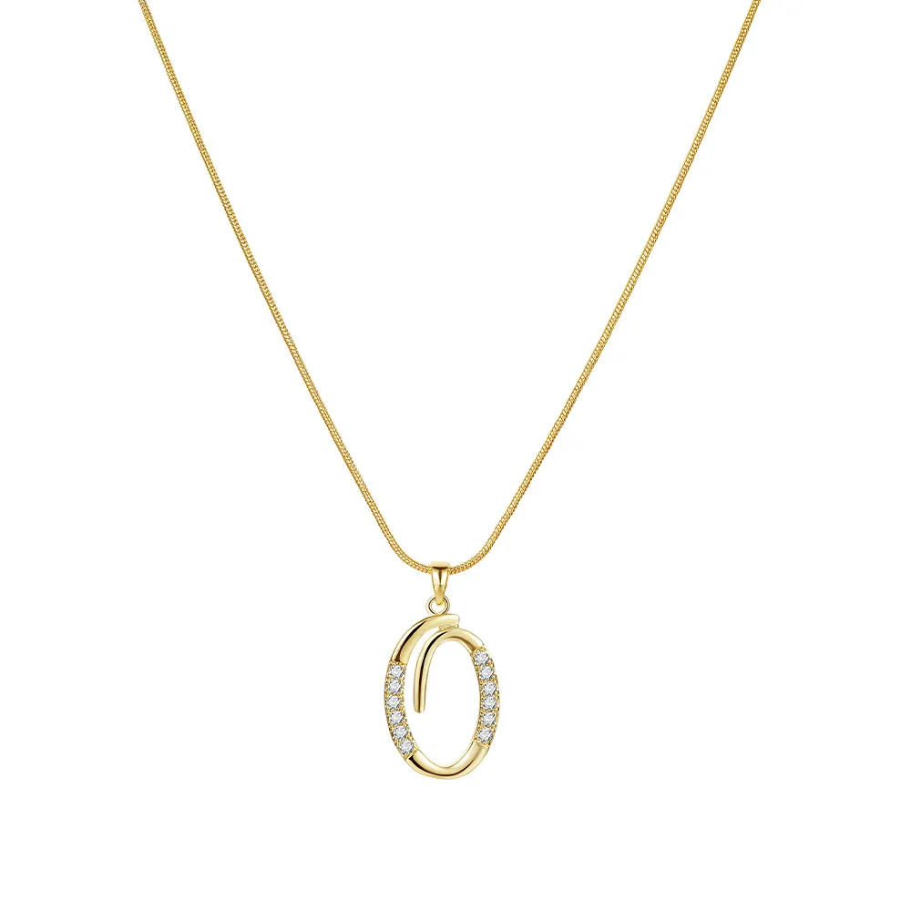 Colliers pendentifs personnalisés CZ A-Z Alphabet Collier Bijoux Plaqué Or Lettre Initiale Cursive Vieil Anglais_voghion.com