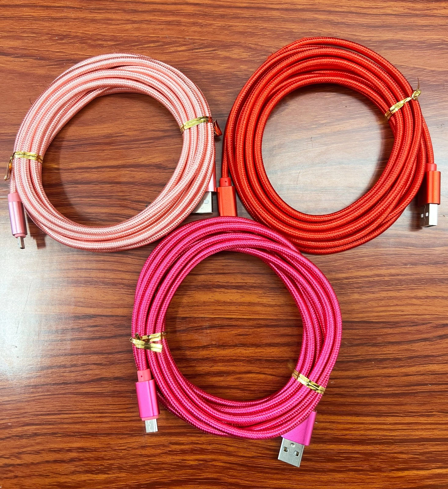 Lot de 3 câbles de synchronisation de données tressés multicolores micro USB de 3 m pour chargeur rapide_voghion.com