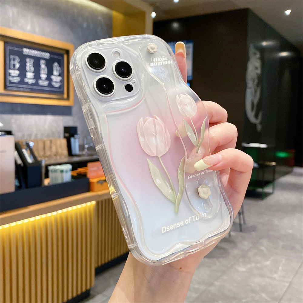 For Samsung S25 S24 S23 S22 S21 Plus Ultra S20 FE A34 A06 A05 A04 A03 A55 A54 A35 M55 M54 M34 M35 M55 M14 M15 Beautiful Pink Tulips Watchband Case_voghion.com