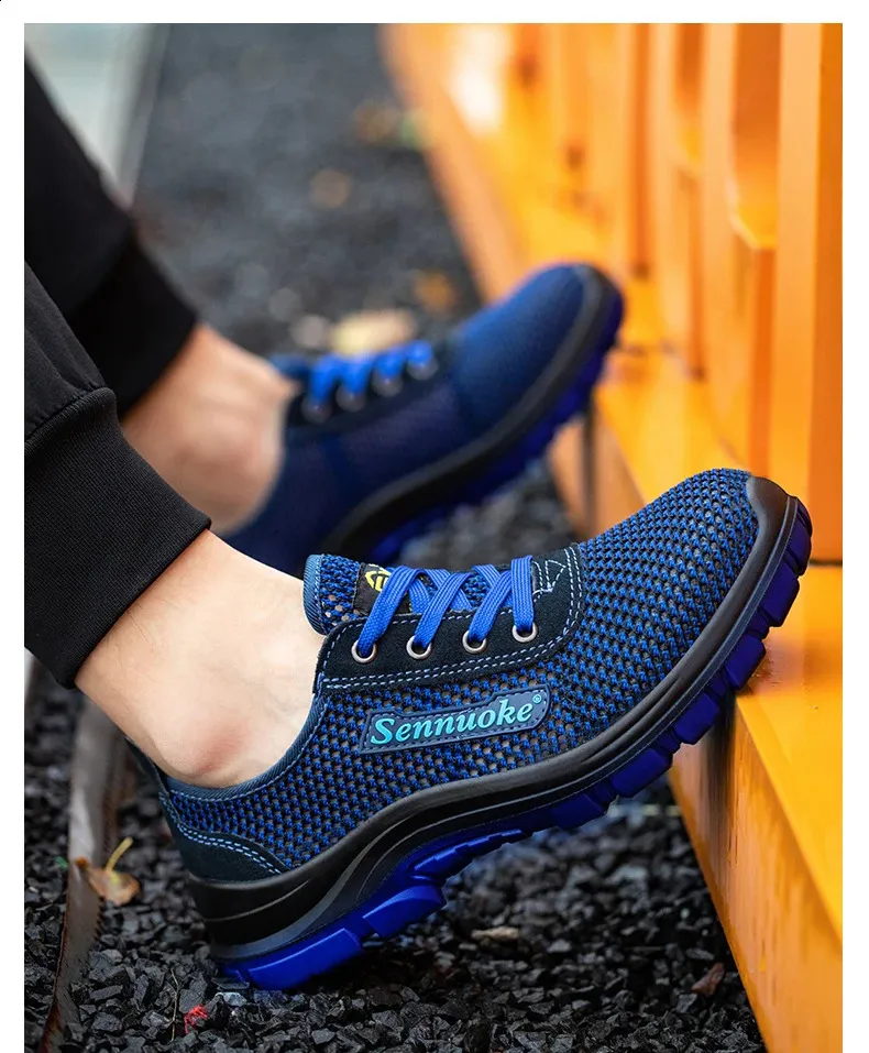 Chaussures pour hommes avec embouts en acier légers, adaptées aux travailleurs, sans besoin de transport, sécurité industrielle, tennis_voghion.com