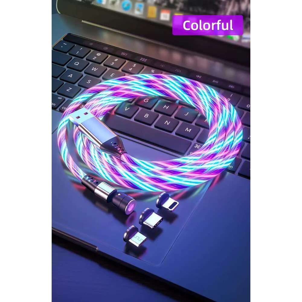Mobile Accsori 540 Rotating LED Wing Magnetic Charging Cable, Phone Light Emitting USB Cable Charger For Mobile_voghion.com