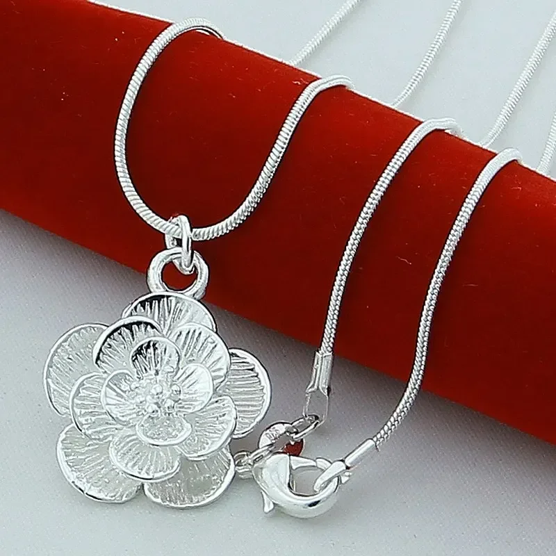 Collier pendentif rose en argent sterling pour mariage_voghion.com