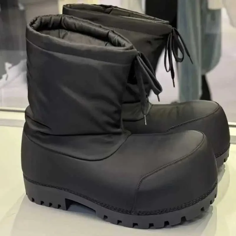 2025 Stivali da neve da donna con plateau spesso, alti fino al polpaccio, in pizzo, caldi, in cotone, scarpe casual invernali, senza stampa, buone_voghion.com