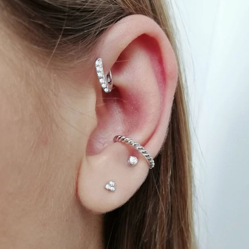 Dia Trinity Combinazione Studs INS Stile Alla Moda All Match Trend Orecchini Fibbie Orecchio per Donne_voghion.com