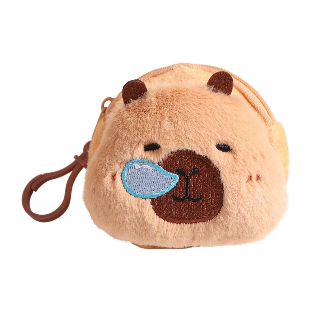 Zipper Wallet Coin Pouch Capybara Plush Purse Bag With Keychain Pendant Protective Case_voghion.com