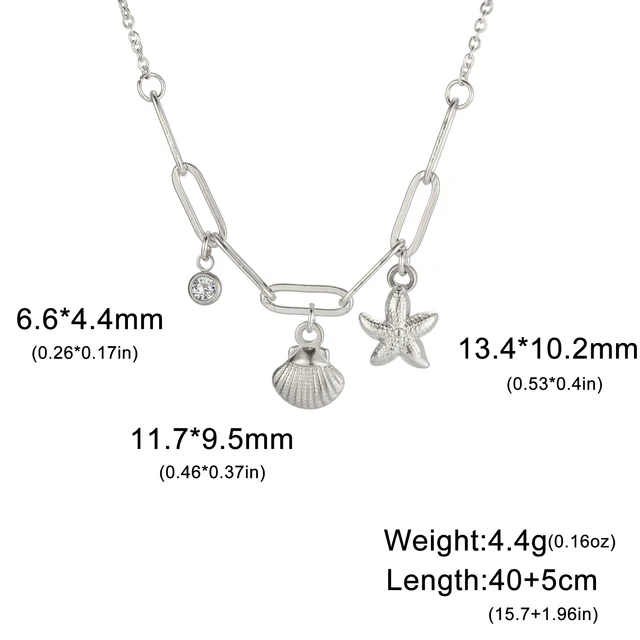 Collana con ciondolo a forma di conchiglia di stelle marine Skyrim alla moda, in zircone, per donne e ragazze, in acciaio inossidabile, con graffetta, girocollo, regalo per la spiaggia_voghion.com