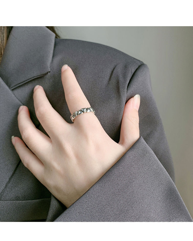 Bolu Jewelry Anello in argento puro serie S vecchia, design piccolo e versatile, anello per finger food aperto personalizzato_voghion.com