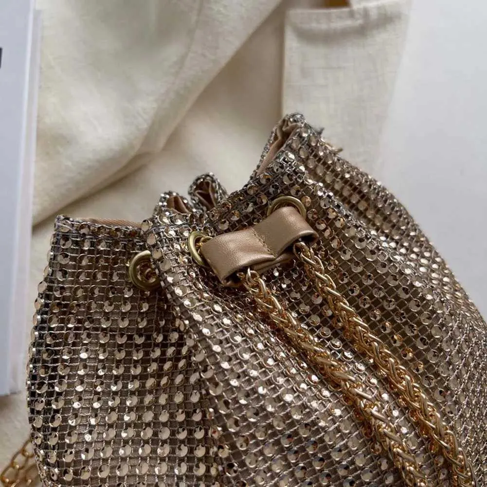 Moda Rhie Handbags Shiny Dia Bucket Wedding Party Shoulder Underarm Bag per le donne Shoppin241211_voghion.com
