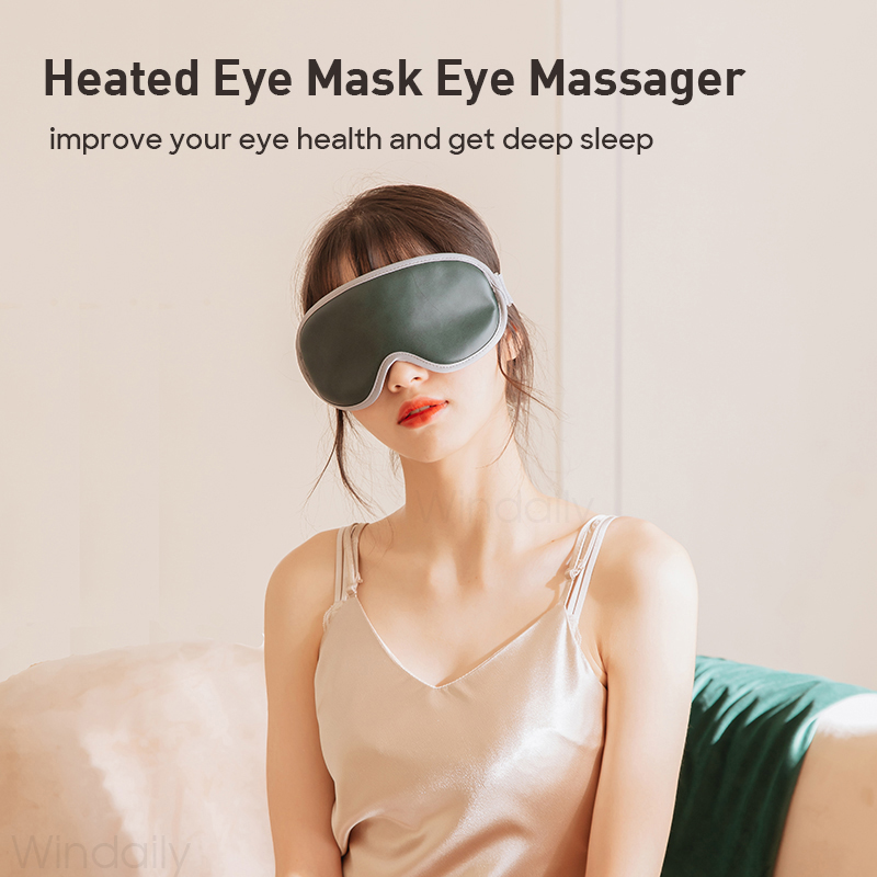 Maschera per gli occhi riscaldata con vibrazione e massaggiatore per gli occhi, 5 modalità, spegnimento automatico, ricaricabile tramite USB, maschera per dormire calda con telecomando_voghion.com