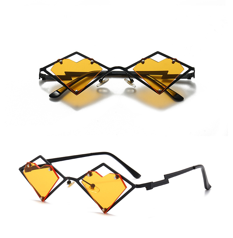 Óculos de sol sem aro de coração, armações de metal da moda, mulheres, homens, steampunk, óculos de sol de marca, feminino, gradiente, hip hop, óculos de sol, óculos UV400_voghion.com