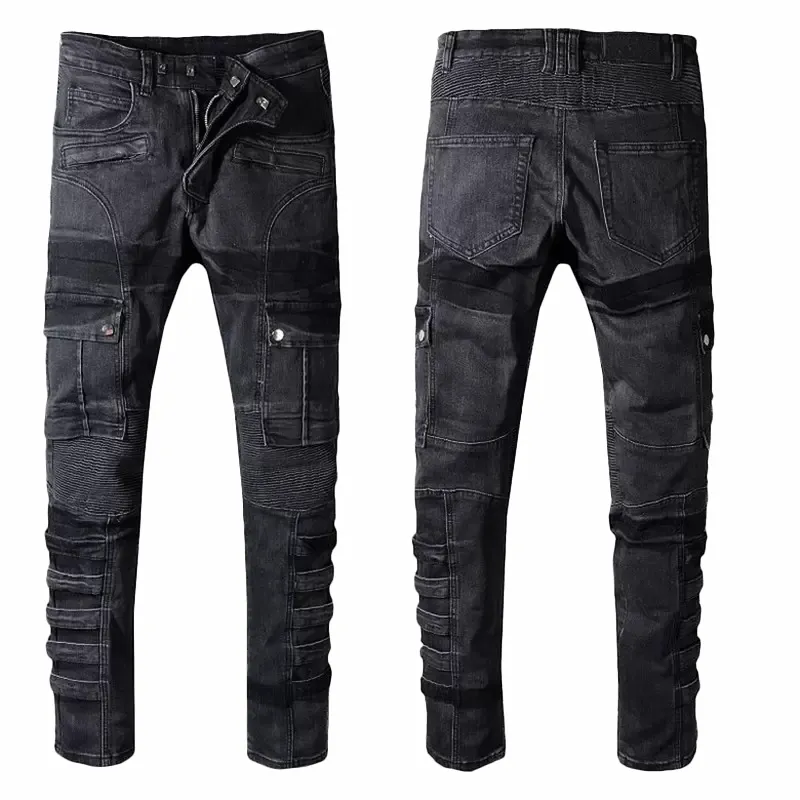 Jeans de créateur pour hommes Jean Lettre Distressed Skinny Ripped Biker Slim Fit Moto Bikers Denim pour homme Mode Mans_voghion.com