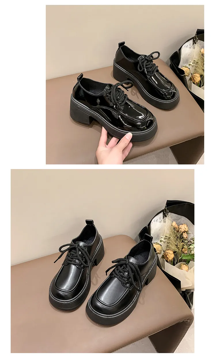 Spring 2024 New Black Platform Flats Women Loafers Slip On Boat Shoes Designer Casual Leather Oxfords_voghion.com