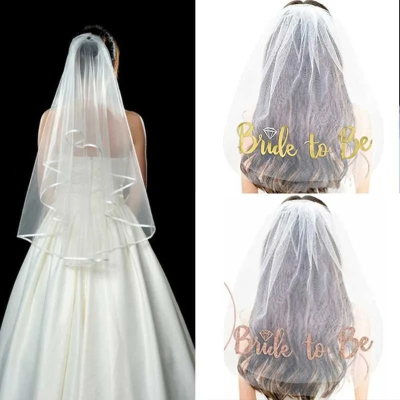 Gioielli per capelli per addio al nubilato, per futura sposa con pettine e velo da sposa corto_voghion.com