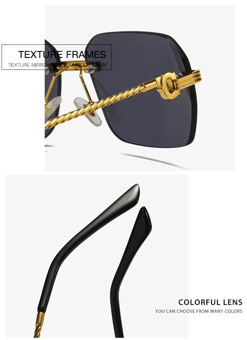 Cartr classique femme lunettes de soleil montures de lunettes de myopie sans monture lentille dégradé nuances de thé profond affaires essentielles_voghion.com