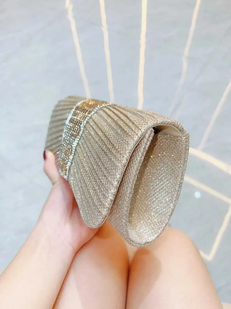 design kväll damdag kuvertväska daglig clutch bröllopsfest glänsande guldkedja axelväska Y241019_voghion.com