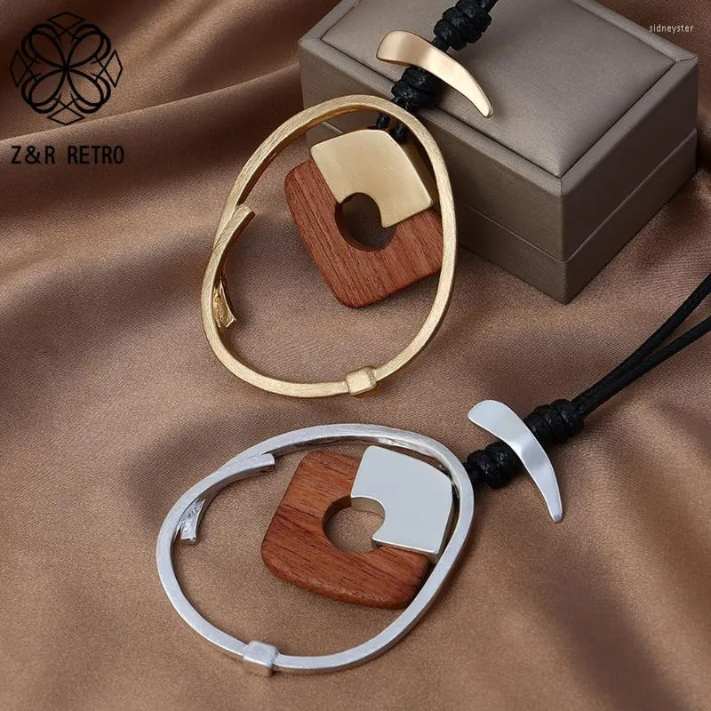 Colliers pendentifs mode bois suspension longues chaînes collier colar pendentifs gothiques bijoux géométriques pour femmes 2022_voghion.com