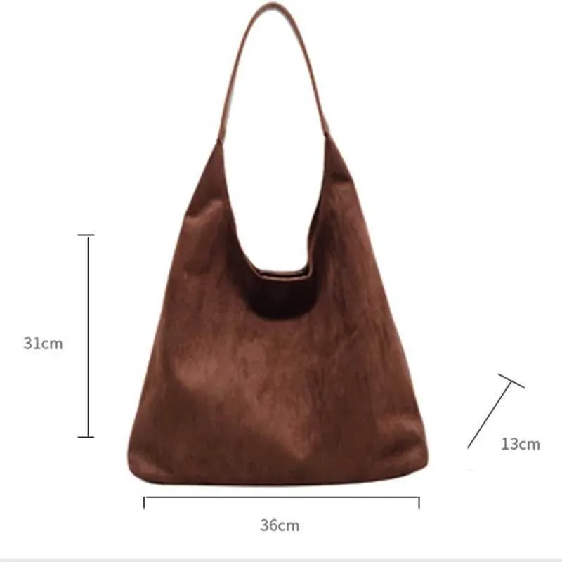 Ladies Shoulder Bags Suede handle Bag High-end Feel Niche Design Casual s Large Capacity Vintage Commute_voghion.com