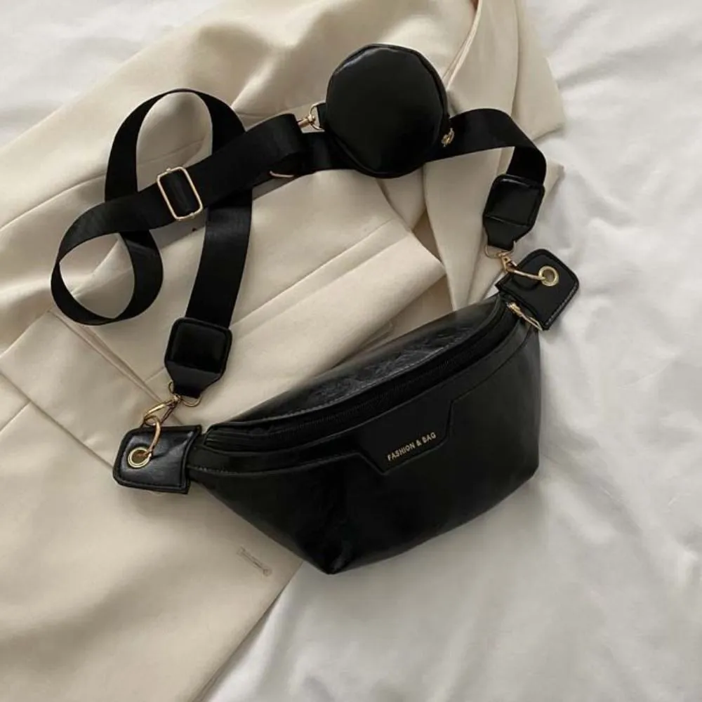 Marsupio da corsa di grande capacità, stile coreano, con portamonete e tracolla a mezzaluna, in PU, di design, per studenti_voghion.com