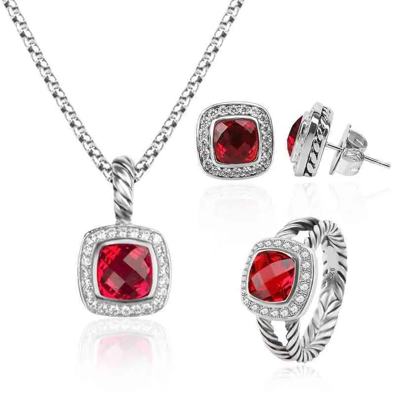 și cercei colier la modă set granat designer bijuterii cu diamante Stud femei nuntă petrecere_voghion.com