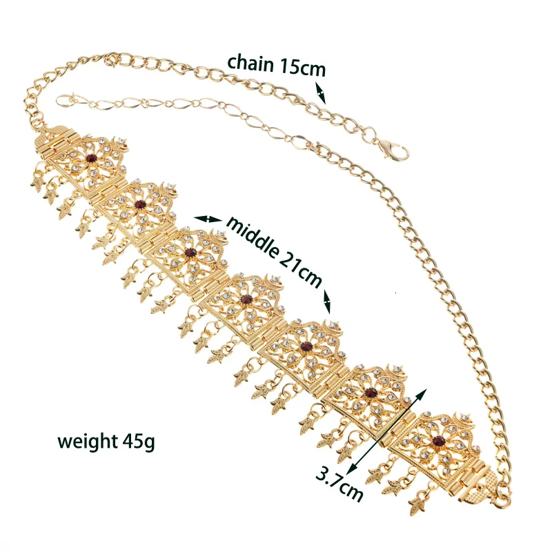 Algerien Hochzeit Schmuck Haar Gold Farbe Kristall Quaste Stirnband Stirn Kette Krone Frauen Geschenke Tiara Bands_voghion.com