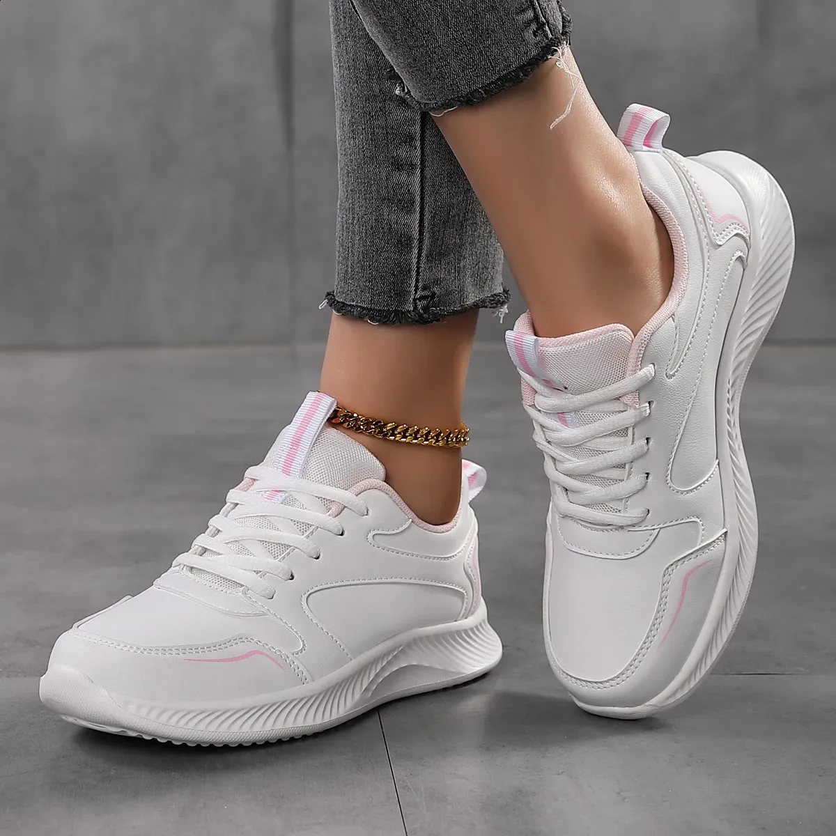 Pantofi sport pentru femei, pantofi de tenis la modă, confortabili, sport, pantofi casual de primăvară-vară, pantofi pentru femei din PU, 240809_voghion.com