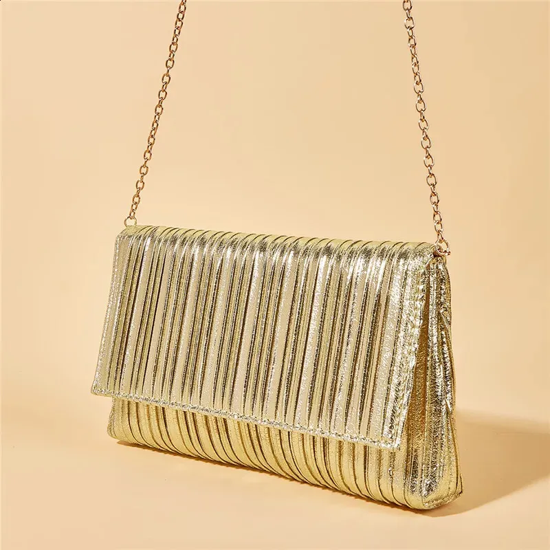 Gold Sequins Evening Clutch for Women 2024 Fashion Party Purse Ladies Chain Shoulder Crossbody Wedding Bags 240830_voghion.com
